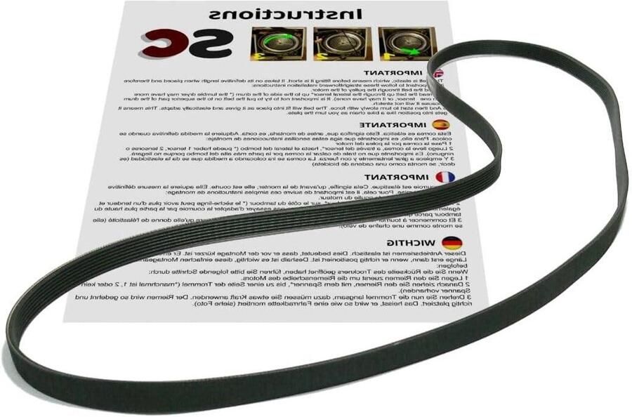 Wasdroger riem Trommelriem Wasdroger reparatie Elastische band 1966 mm Zwart
