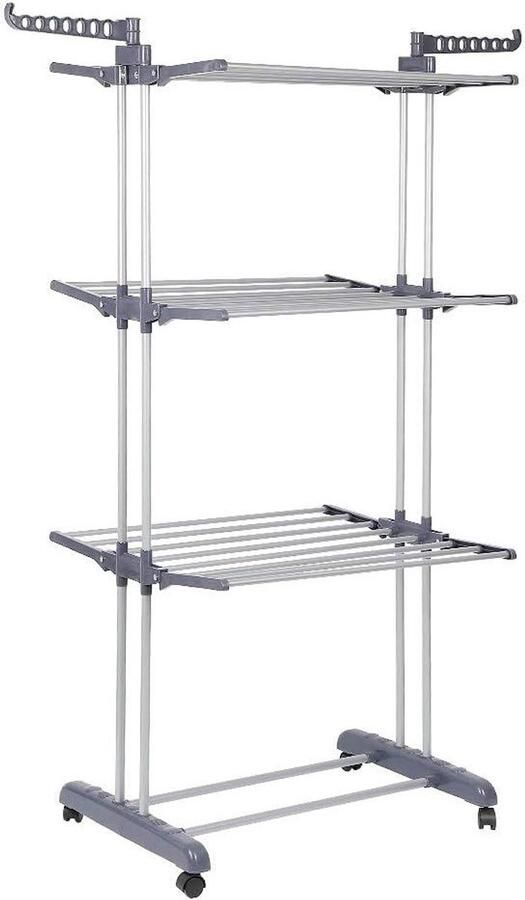 Wasdroogrek Kledingdroger Kleding Drogen Opvouwbaar met wielen 75-126 cm Grijs-zilver