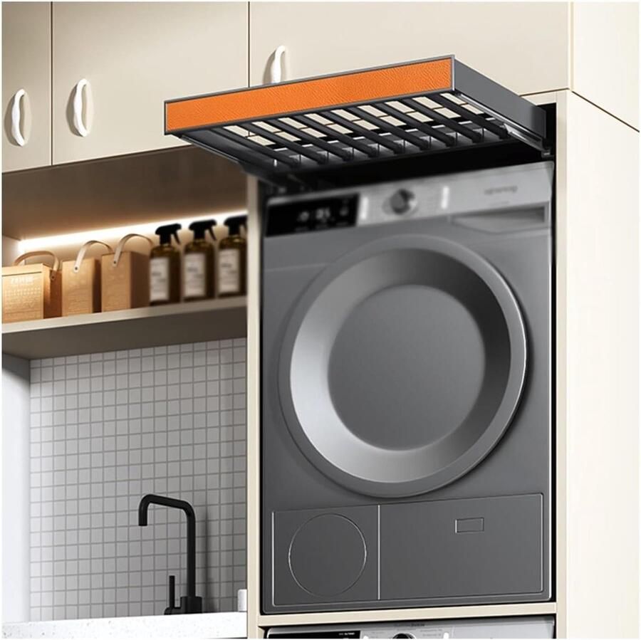 Wasdroogrek Uittrekbaar rek Ruimtebesparend drogen Verstelbare breedte 664-714 mm Oranje