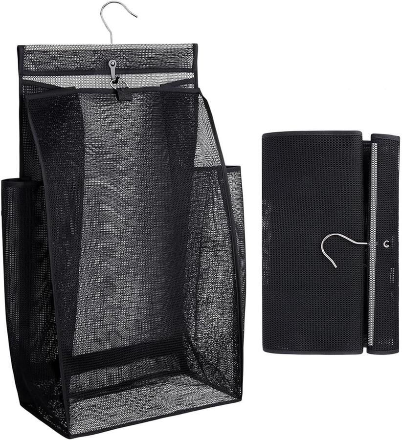 Wasgoedmand Gaas Hangende Wasmand Ruimte Besparen Ademend Sneldrogend 61x36x19cm Zwart - Foto 1