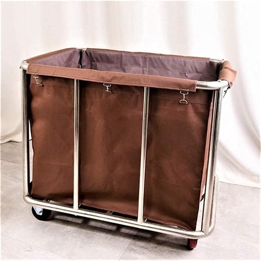Waskar Met Wielen Waswagen Organizer Kleding Sorteren Verwijderbare Zakken 92 x 65 x 92cm Zwart