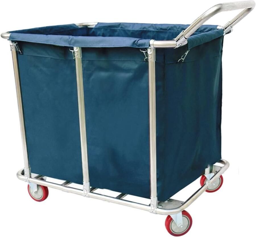 Waskarrt met Wielen Wasserijwagen Opslag Kleding Sorteren Roestvrij Stalen Frame Grote Capaciteit Blauw - Foto 1