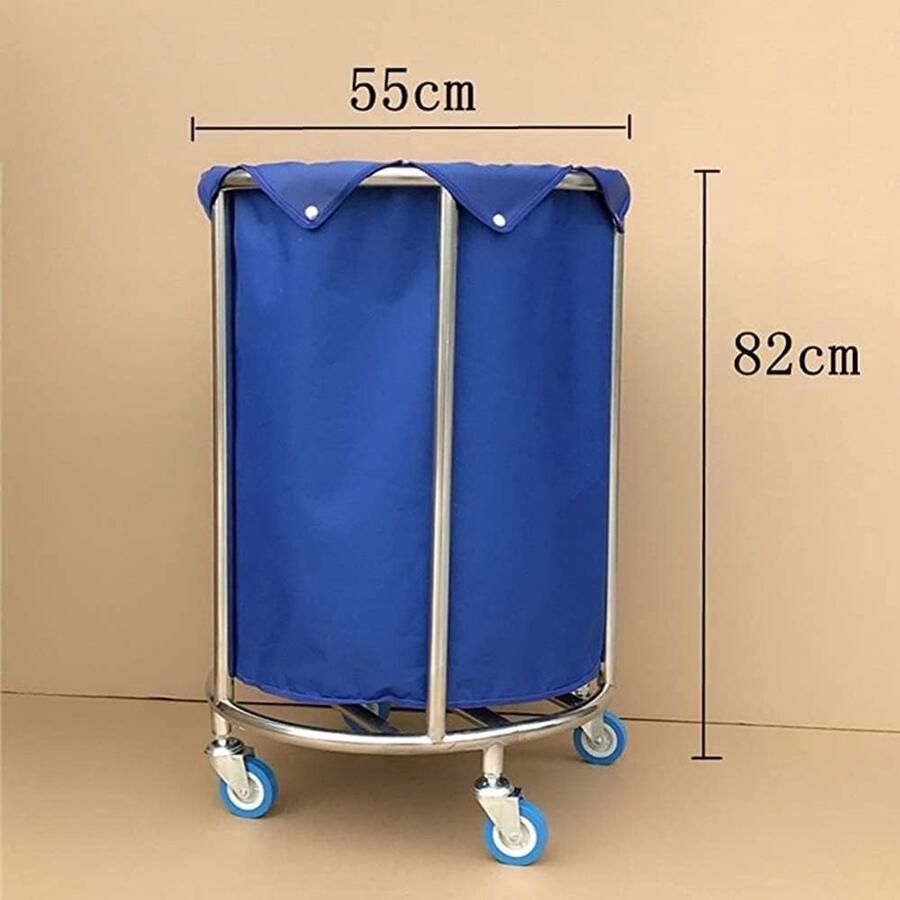Waskarrt Wasserijwagen Sorteerder Kleding Sorteren Verwijderbare Stoffen Tassen 55x55x82cm Blauw
