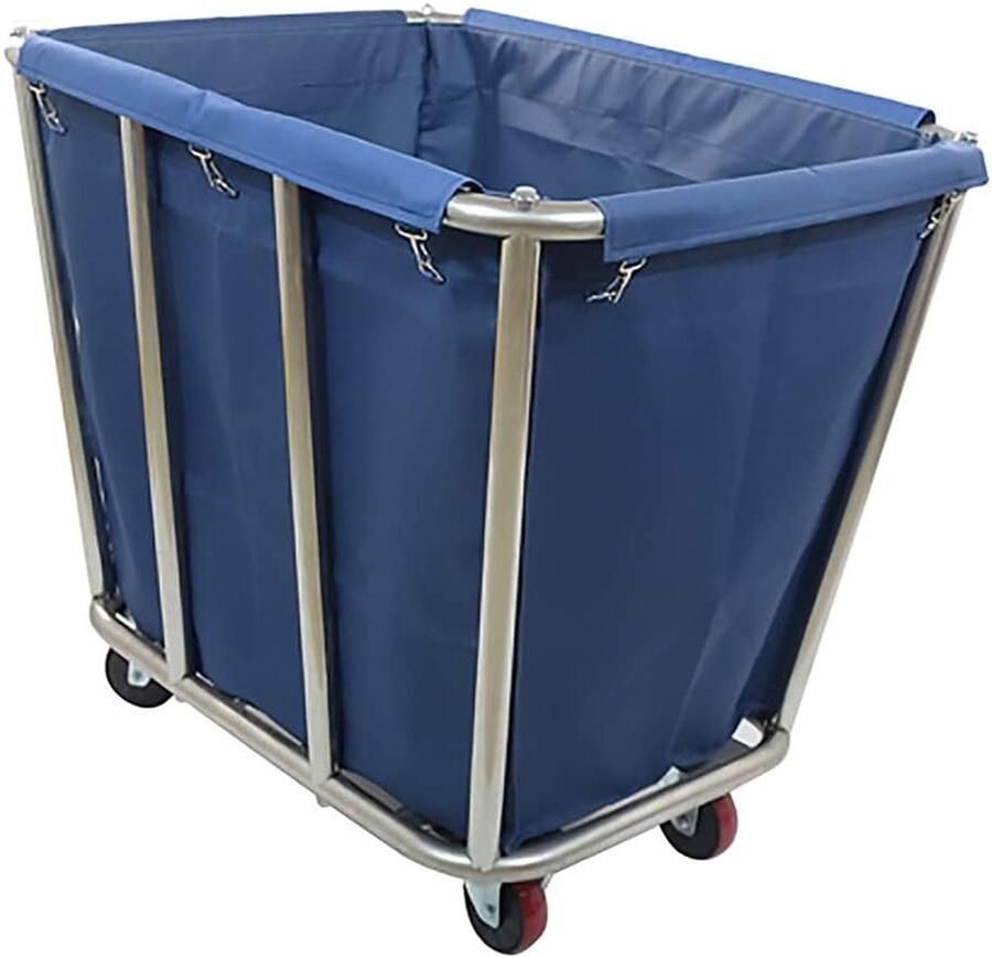 Waskwagen met Wielen Linnenkar Verrijdbaar Huis Organiseren Afneembare Waszak 90x65x80cm Blauw