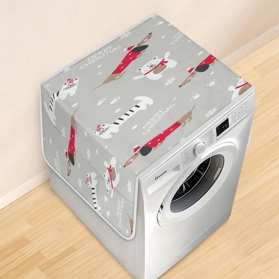 Wasmachine Droger Hoezen Apparaatbeschermers Huishoudelijke Organisatie Met 6 Opbergzakken 118 x 47 cm Kerst Honden Beren