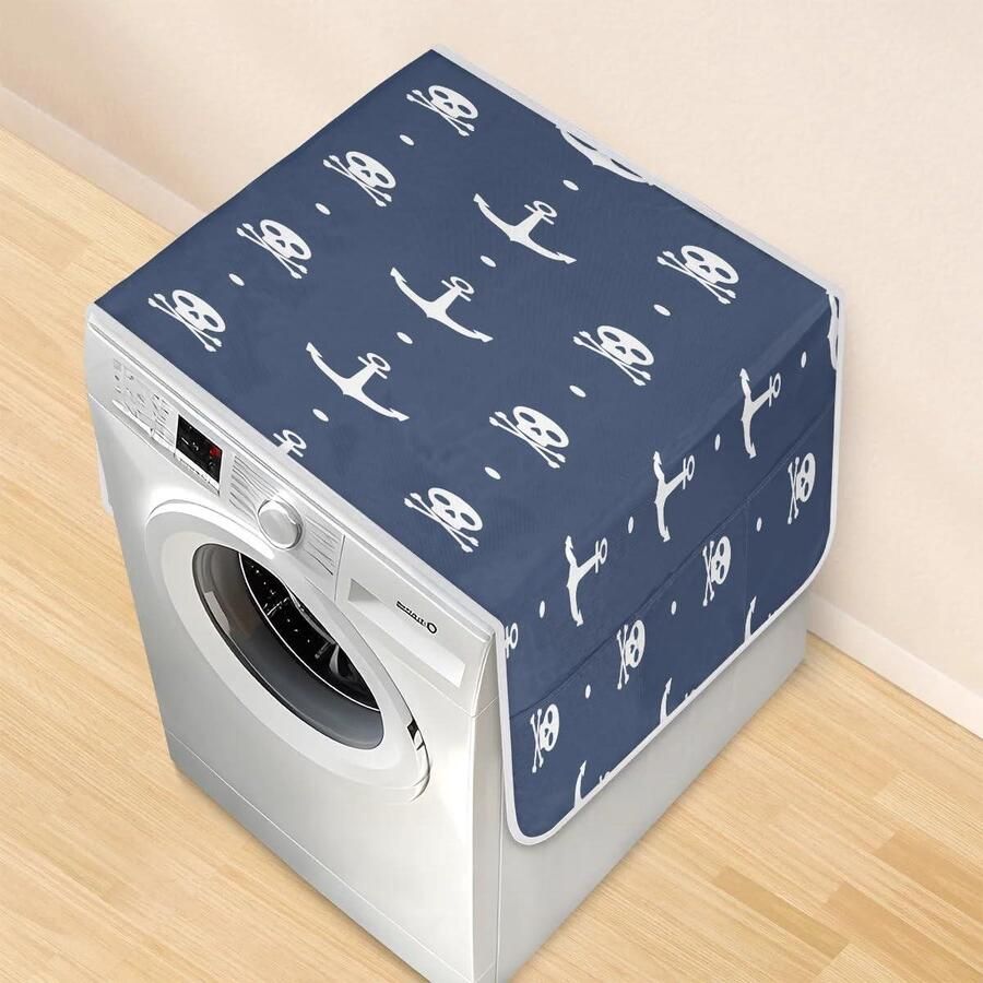 Wasmachine Drogerhoes Apparaatbeschermer Apparaten Beschermen Met 6 Opbergzakken 117 x 485 cm Anker Schedel