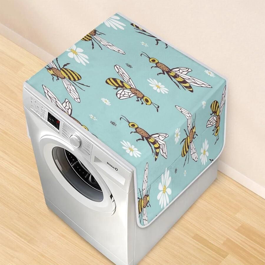 Wasmachine Drogerhoes Apparaatbeschermer Apparaten Beschermen Met Opbergvakken 117 x 465 cm Bijen madeliefjes