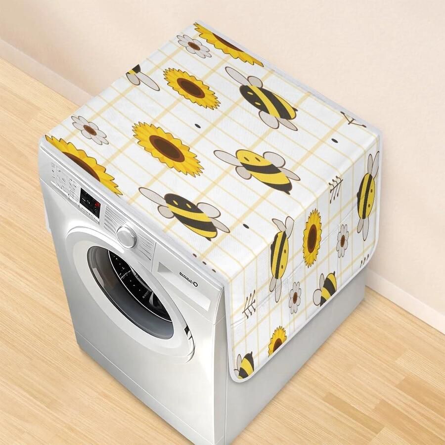 Wasmachine Drogerhoes Apparaatbeschermer Apparaten Beschermen Met Opbergvakken 117 x 48.5 cm Bijen Zonnebloemen