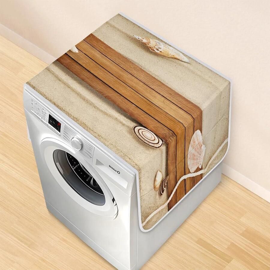 Wasmachine Drogerhoes Apparaatbeschermer Huishouden Organiseren Met 6 Opbergzakken 117 x 485 cm Zomer Zeeschelp