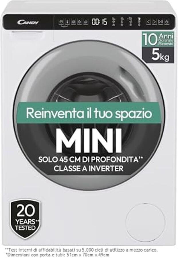 Wasmachine met Voorlader 5 kg 1200 Toeren Snelprogramma's Energieklasse A Grijs en Wit