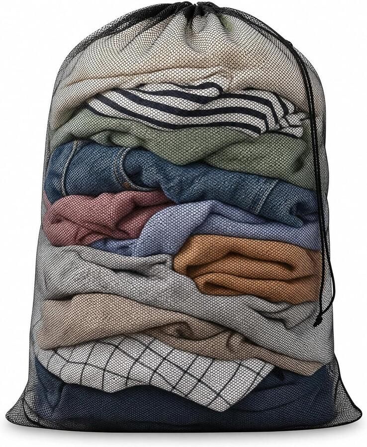 Wasmachine Net Waszak Kleding Beschermen Extra Dik Materiaal 70 x 90 cm Zwart