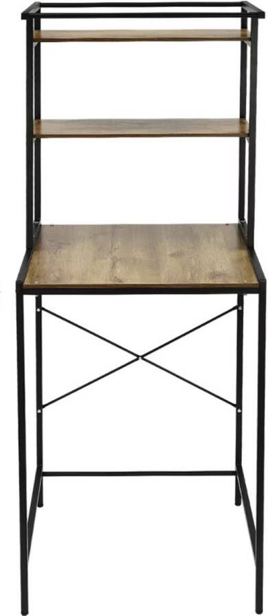 Wasmachine Ombouwmeubel – Kast met 3 Lagen – Wasmachine Rek voor Boven de Wasmachine – 69x60x176.5 cm – Zwart met Eikenhout – Extra Opbergruimte voor Badkamer of Wasruimte