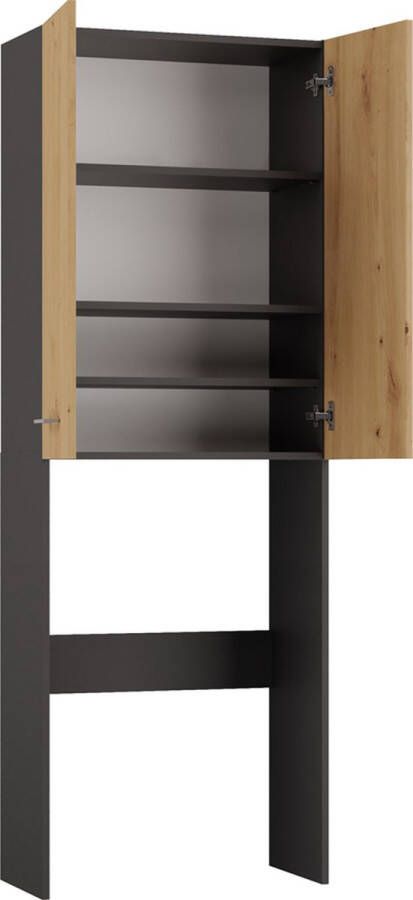 Kindertoys Wasmachine Opbouw-Antraciet Eikenkleur -Wasmachine Wasdroger meubel - Foto 2