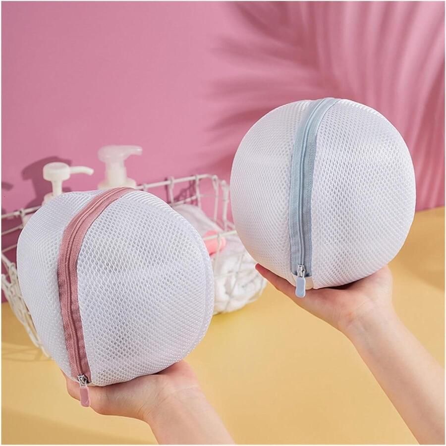Wasmachine Tas Waszak BH Ondergoed Wassen Anti Vervorming Mesh 10x10x10 mm Blauw en Roze