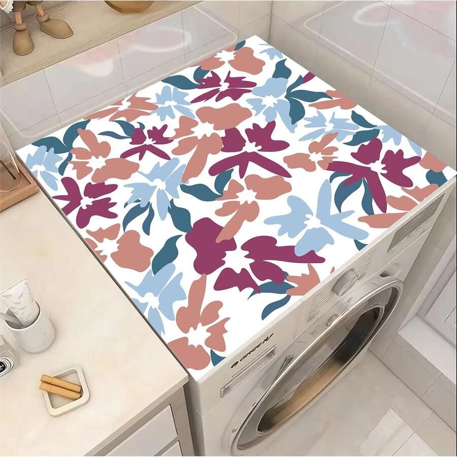 Wasmachine Tophoes Droger Mat Apparaat Beschermen Snel Absorberend 50 x 50 cm Bloemen