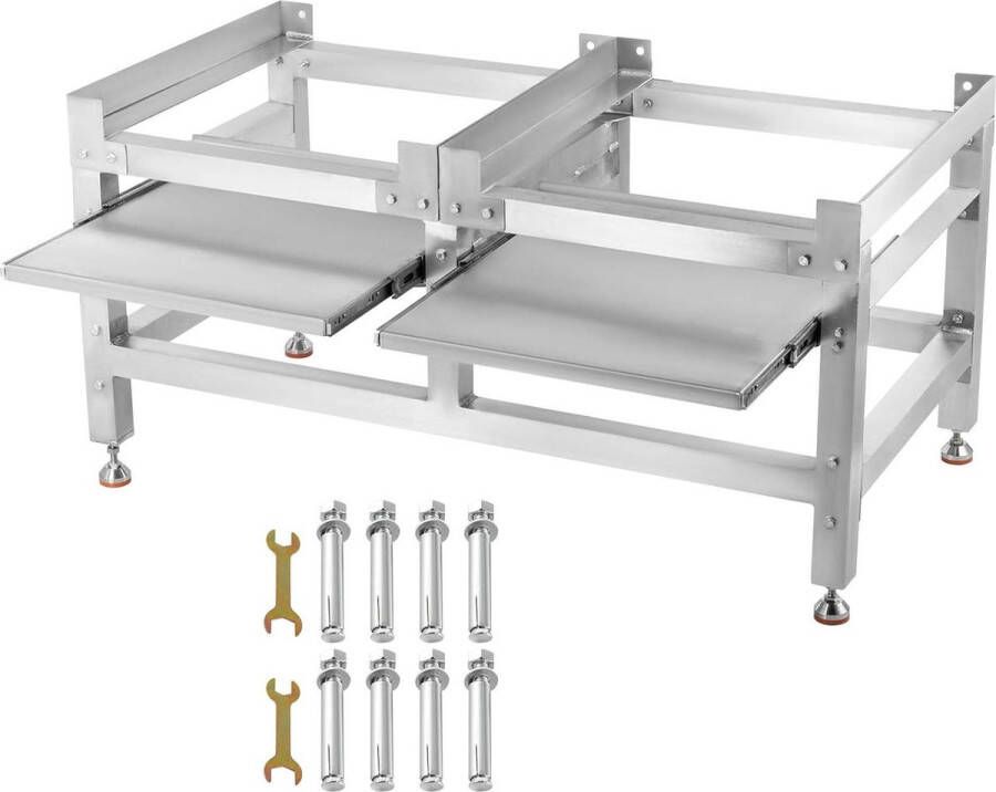 Wasmachine verhoger met dienblad van aluminiumlegering en roestvrij staal 1200 kg afmetingen 122 x 65 x 56 cm Wasmachine verhoger