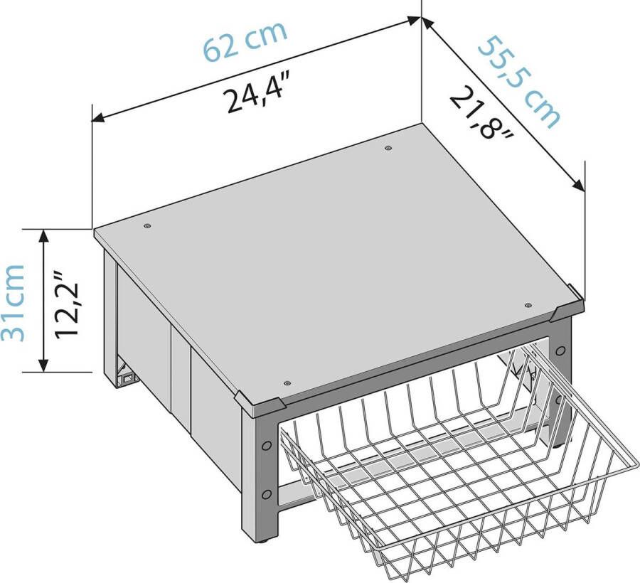 Wasmachine verhoger met Uittrekbare Mand Base Space Basket Verhoger 32 L Max 250 kg Wit 62 x 56 x 25 cm 1018 kg Wasmachine verhoger