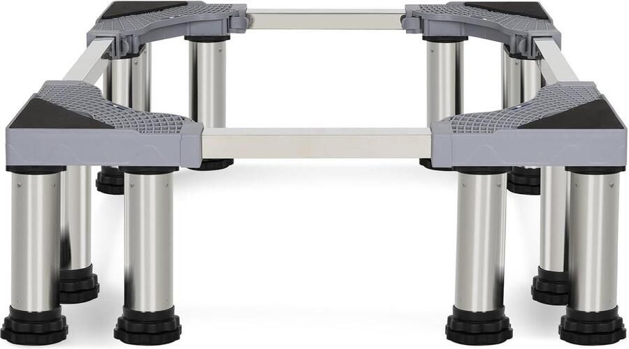 Wasmachine verhoger Onderstel met 12 zware lasten Hoogte 237 tot 264 cm Uitschuifbare sokkel Platform voor wasmachine en droger Koelkast Houdt tot 300 kg Wasmachine verhoger