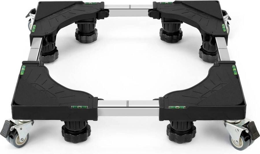 Washing Machine Stand 300kg Load Capacity Adjustable Width 40-62cm Height 11-12.5cm 8 Padded & 4 Lockable Wheels