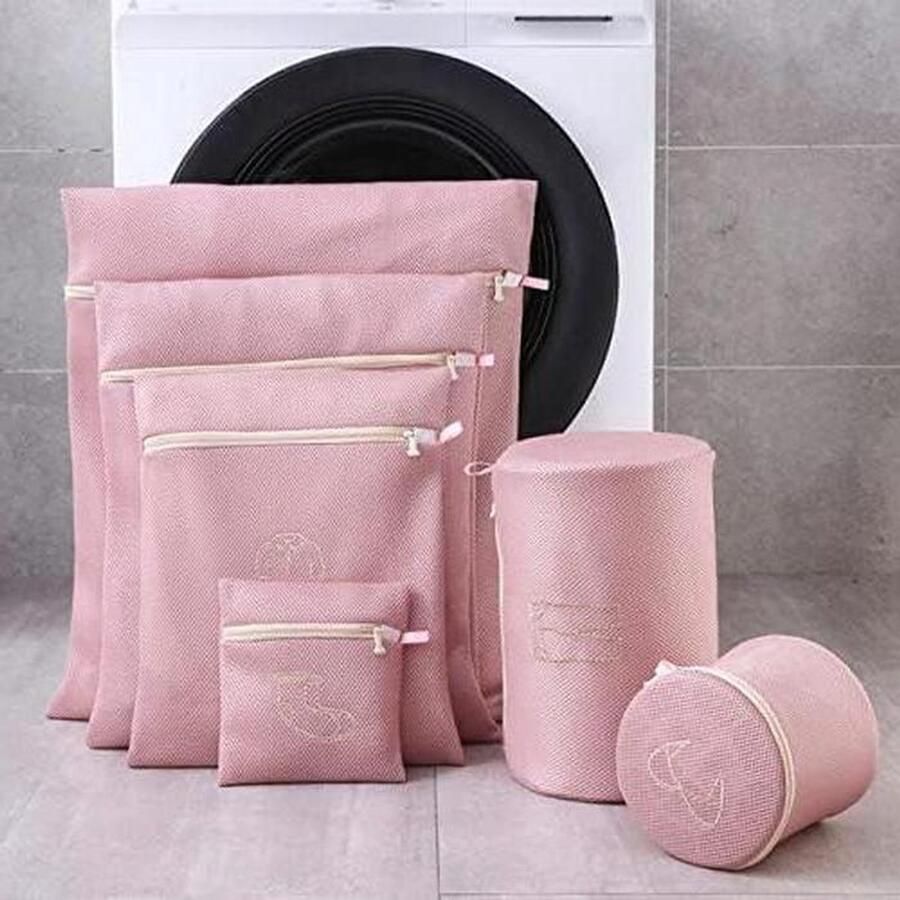 Wasmachine Wassen Tas Vuile Kleding Pouch Kleding Beschermen Sterke Rits Bescherming 40x50cm Morandi Roze