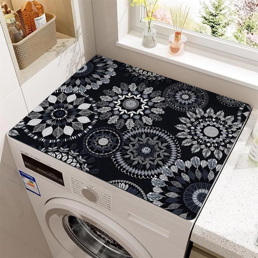 Wasmachinehoes Apparaatmat Apparaat beschermen Snel absorberend 50 x 50 cm Zwart