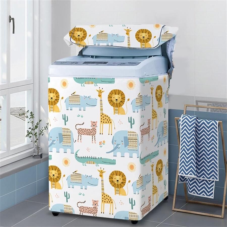 Wasmachinehoes Bovenlader Apparaatbeschermer Apparaat Beschermen Waterdicht en Stofdicht XL Maat Cartoon Print