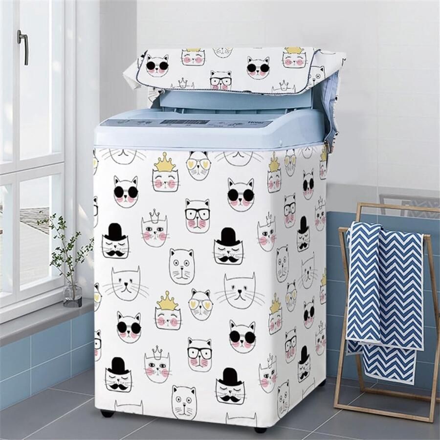 Wasmachinehoes Bovenlader Apparaatbeschermer Apparaten Beschermen Waterdicht en Stofvrij Universeel Formaat Cartoon Print