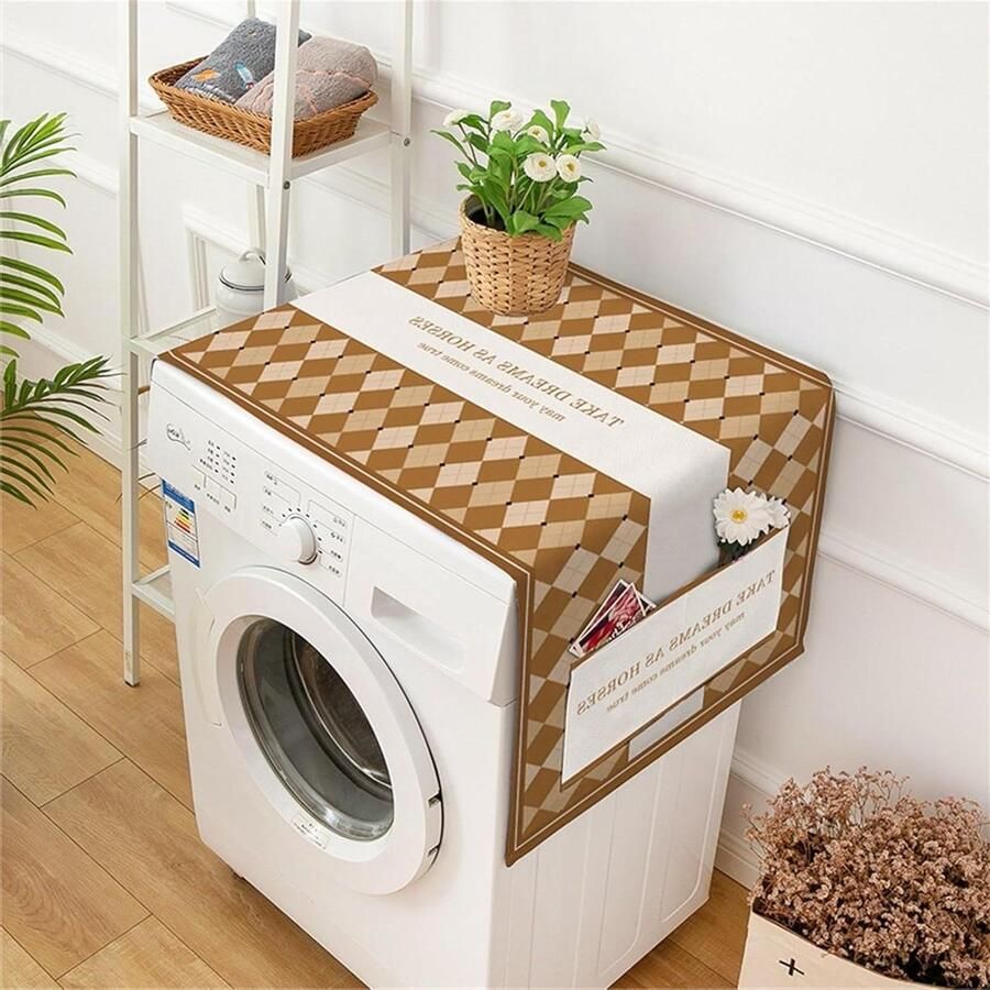 Wasmachinehoes Draagbare Overtrekken Voor Wasmachine En Droger Voor De Bovenkant Koelkast Stofhoes Met Opbergzakken Wasmachine Cover(60x140cm H)