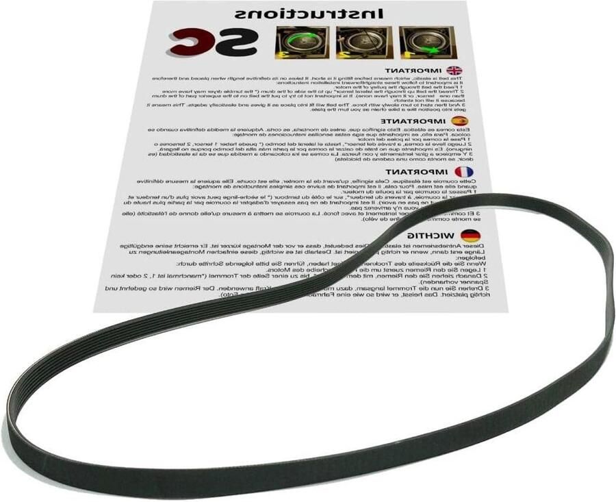 Wasmachineriem Vervangende riem Wasmachine reparatie Elastisch rubber 1270 mm Zwart