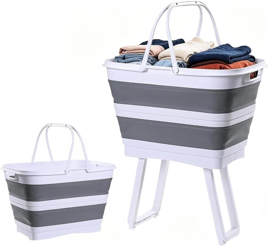 Wasmand 26 liter Opbergmand Kleding Sorteren Praktisch Opvouwbaar 26 Liter Grijs