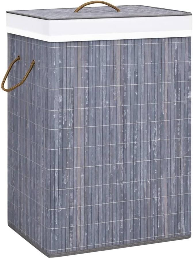 Wasmand Bamboe Opbergmand Kleding Sorteren Twee Compartimenten 72 Liter Grijs