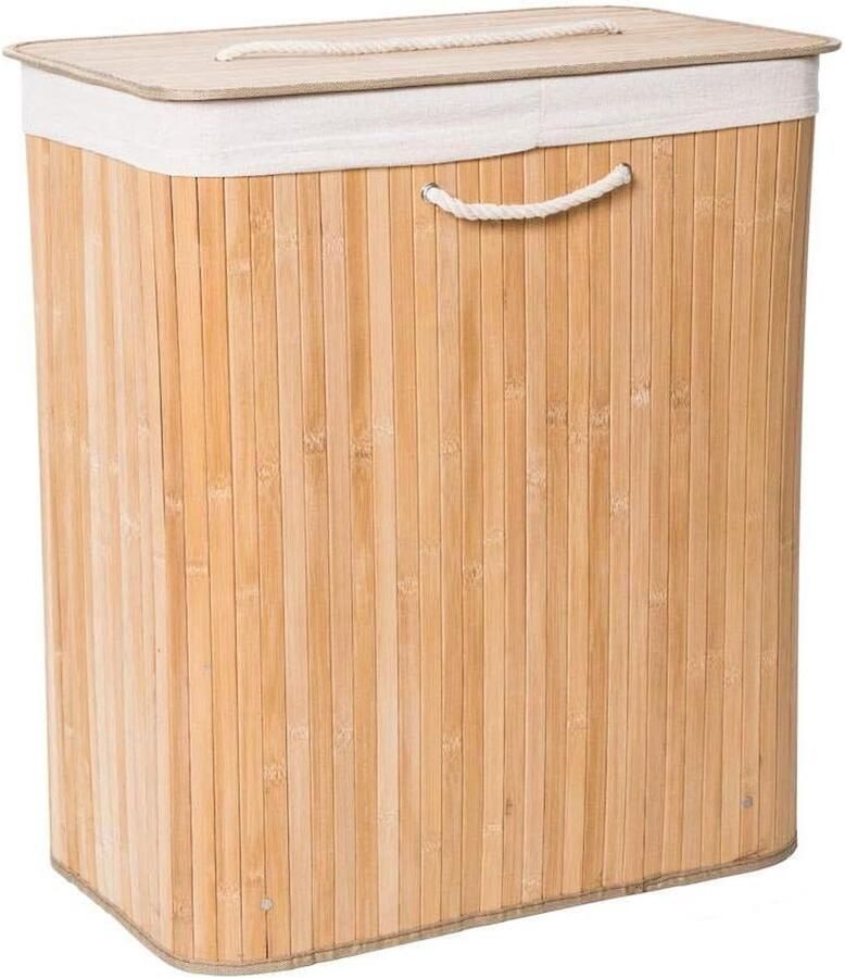 Wasmand Bamboe Sorter Wassen Kleding Sorteren Met Deksel 110 Liter Natuurlijk