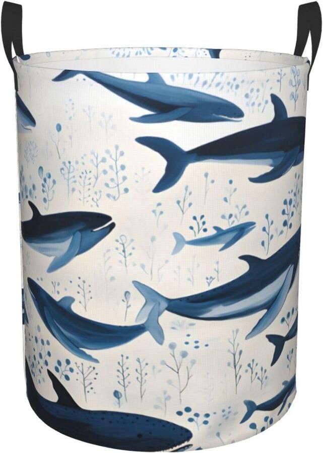 Wasmand Blauwe Walvis Vuile wasmand Opberger Kleding Sorteren Waterdicht Oxford Weefsel 40 x 50 cm Blauw