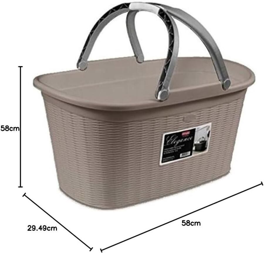 Wasmand Elegance Kledingmand Kleding Opbergen Wilgenlook Effect 35 Liter Taupe