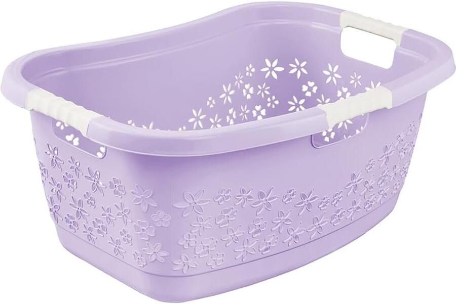 Wasmand Ergonomisch Wasbak Grote Inhoud Was Sorteren Dragen Ademend Bloemendessin 50 Liter Zachtpaars