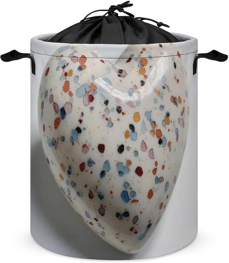 Wasmand Grote Capaciteit Vuilniszak Opbergzak Kleding Opbergen Zelfstandig Staand 60 x 40 cm Gekleurd Hartjespatroon