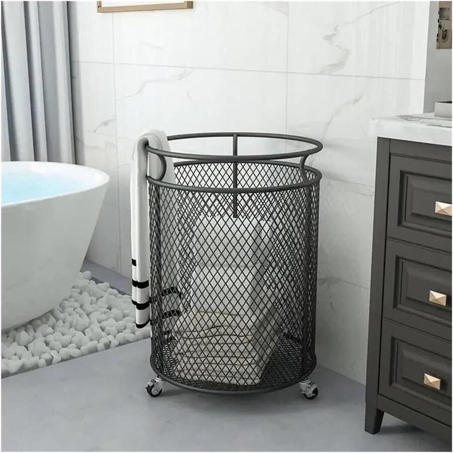 Wasmand Ijzer Opbergmand Kleding Vuile Kleding Opbergen Stabiel Verhoogd Ontwerp 10 Liter Zwart