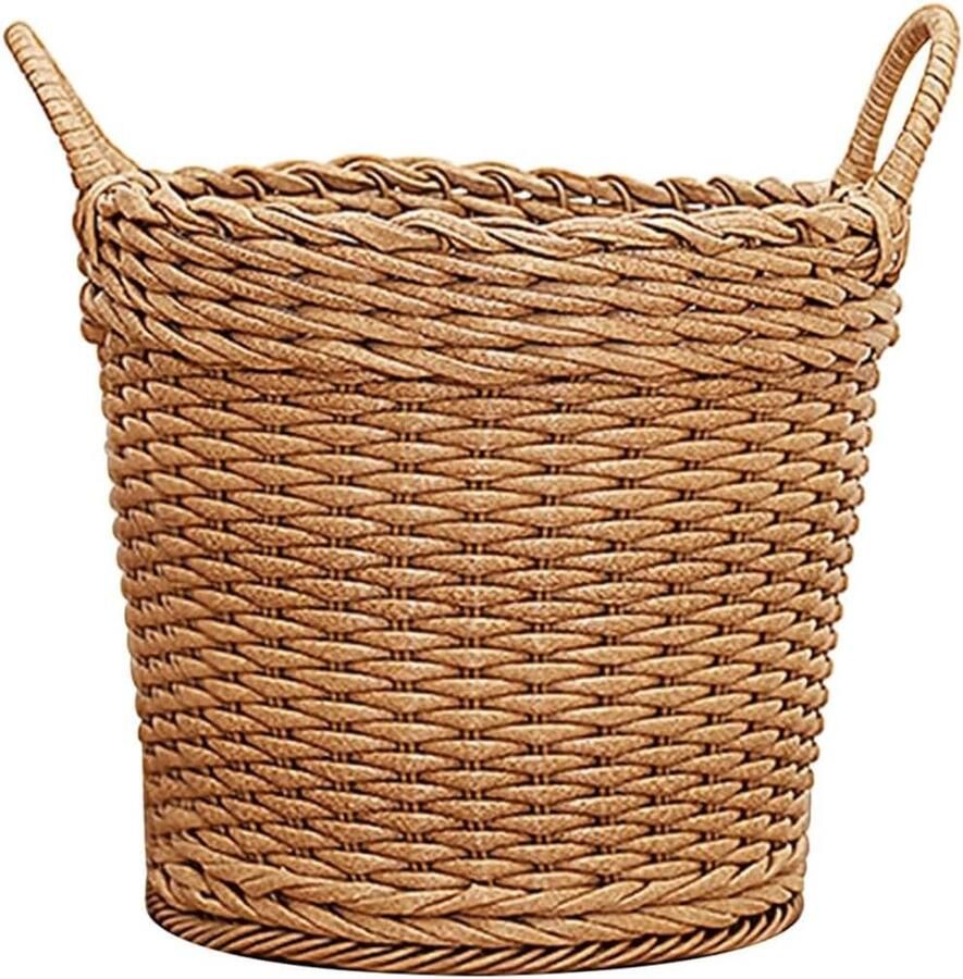 Wasmand Imitatie Rotan Ronde Opbergmand Vuile Was Opbergen Handgeweven Waterdicht 36x44.5cm Natuurlijk