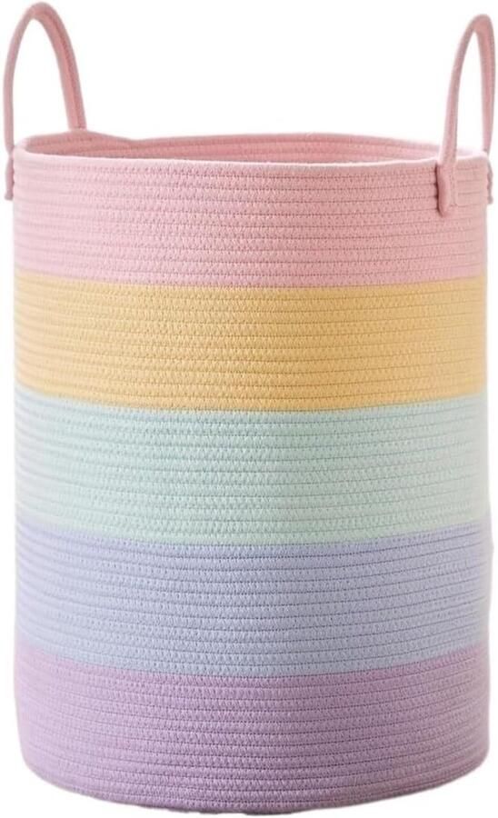 Wasmand Katoen Kledingmand Wasbox Kleding Opbergen Vrijstaande Structuur 40x45 cm Regenboog