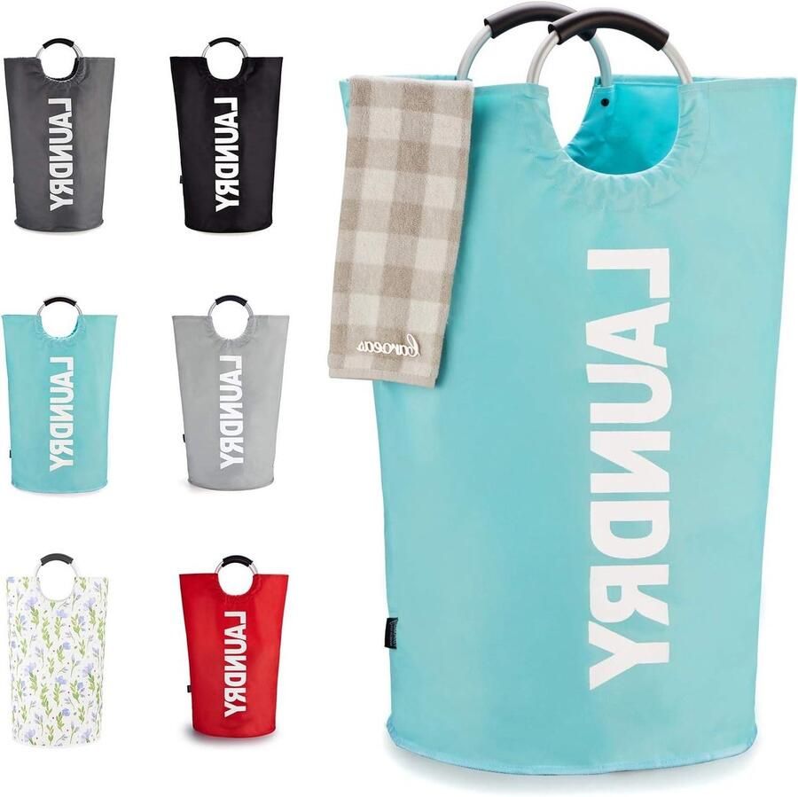 Wasmand Kledingmand Kleding Opbergen Inklapbaar Ontwerp 100 Liter Lichtblauw
