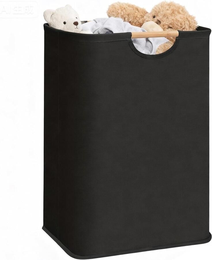 Wasmand Kledingmand Opbergbak Kleding Opslag Waterdichte Voering 80 Liter Zwart