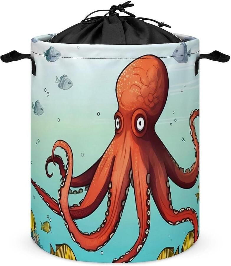 Wasmand Kledingmand Opbergen Kleding Vast Trekkoord 60 x 40 cm Octopus