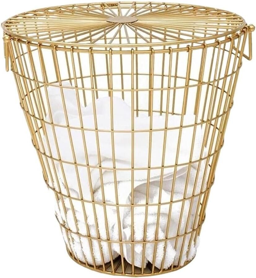 Wasmand Kledingmand Opberger Huishoudelijk Gebruik Geperforeerd Ontwerp 43x23x42 cm Goud