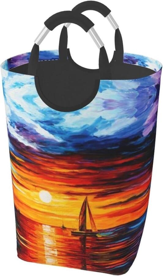 Wasmand Kledingmand Opbergzak Vuile Kleding Opbergen Waterdicht Oxford Doek 50 Liter Capaciteit Zwart