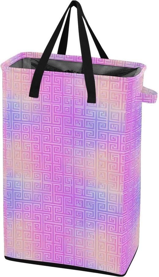 Wasmand Kledingmand Vuile Was Kleding Opbergen Waterdicht Materiaal 48L Capaciteit Roze Grieks