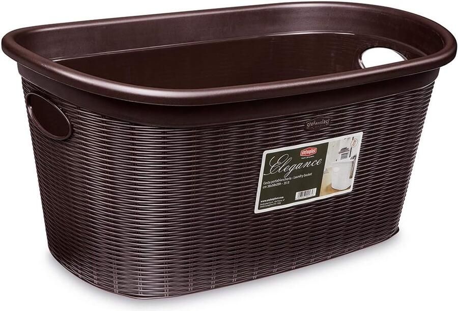 Wasmand Kledingmand Vuile Was Kunststof Materiaal 38x58x28 cm Moka