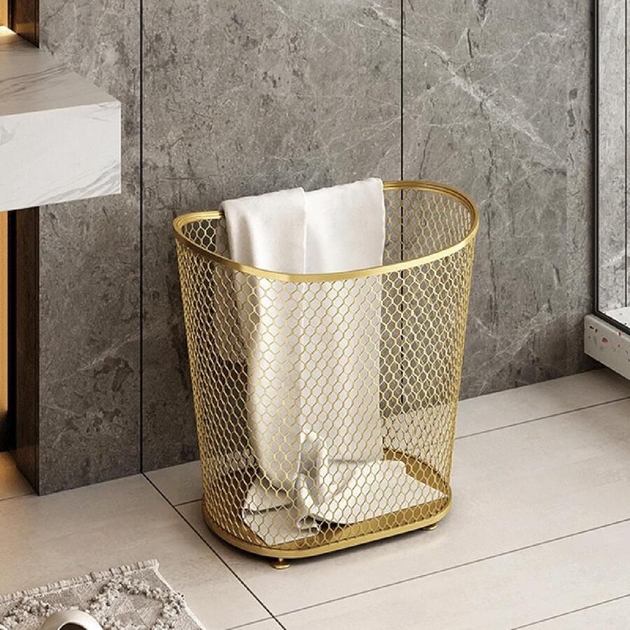 Wasmand Kledingmand Was Sorteren Stijlvol Gaasontwerp 47 cm Goud