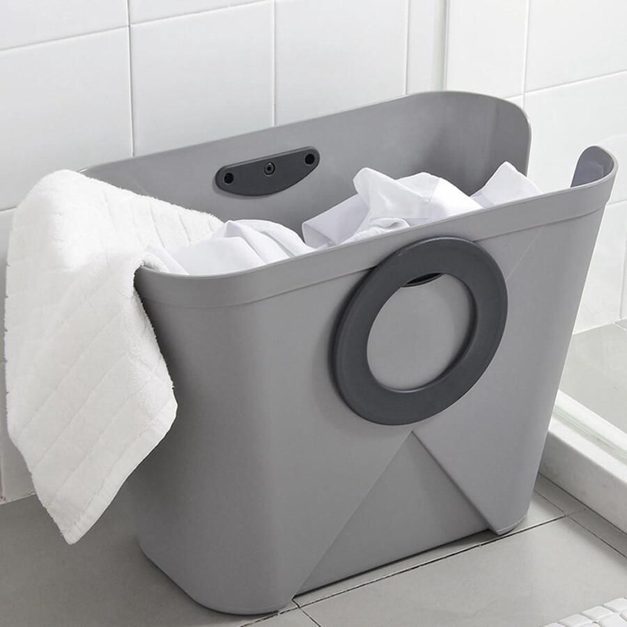 Wasmand Kunststof Opbergmand Mand Wasgoed Opslag Ventilatie Gaten 36x19.6x47.5 cm Grijs