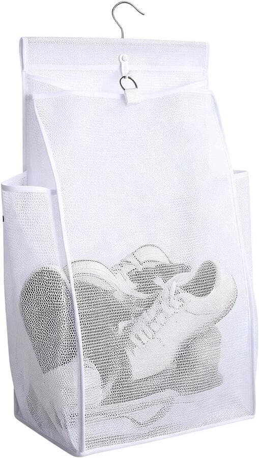 Wasmand Mesh Wasgoedmand Opvouwbaar Ruimte Besparen Luchtcirculatie Voorkomt Geurtjes 61x36x19 cm Wit