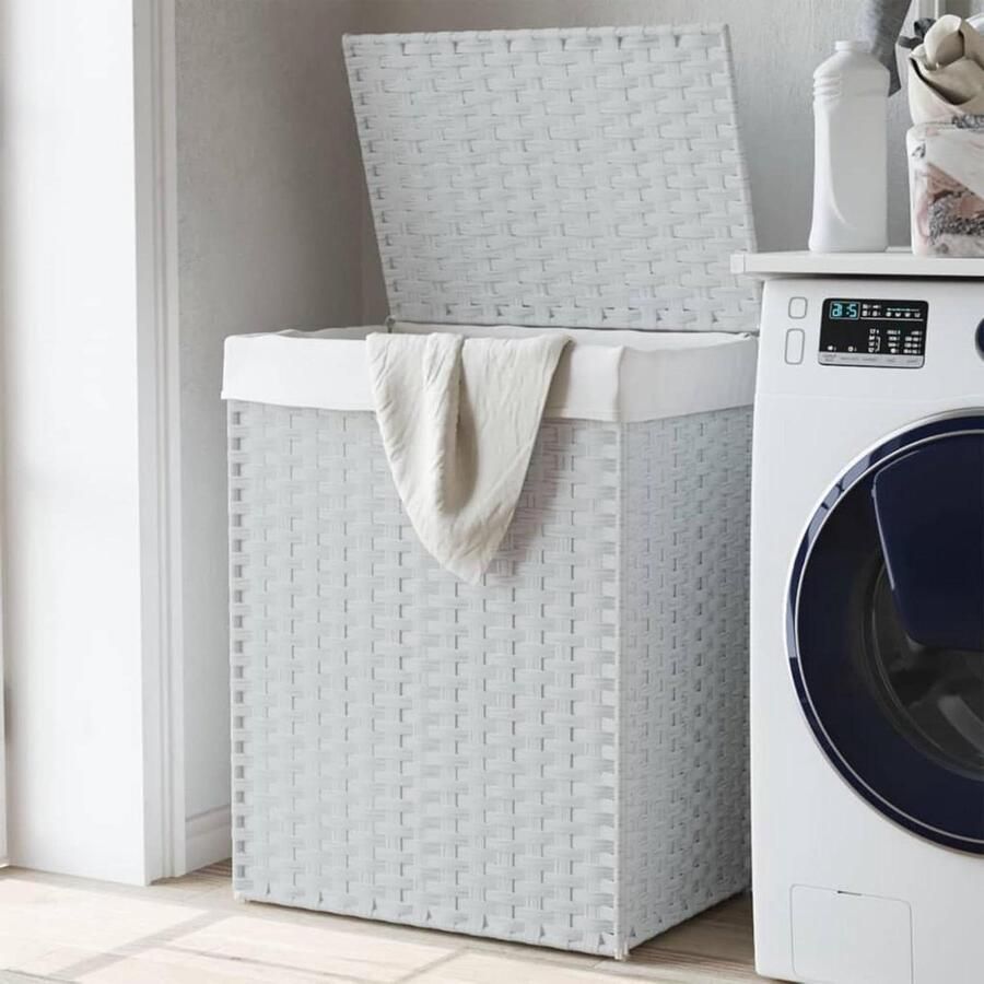 Wasmand met deksel Kledingmand opbergmand Was opbergen Inklapbaar ontwerp 46 x 33 x 60 cm Wit